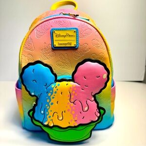 NWT. Loungefly Mickey Mouse Shaved Ice Loungefly Mini Backpack - Disney Eats.